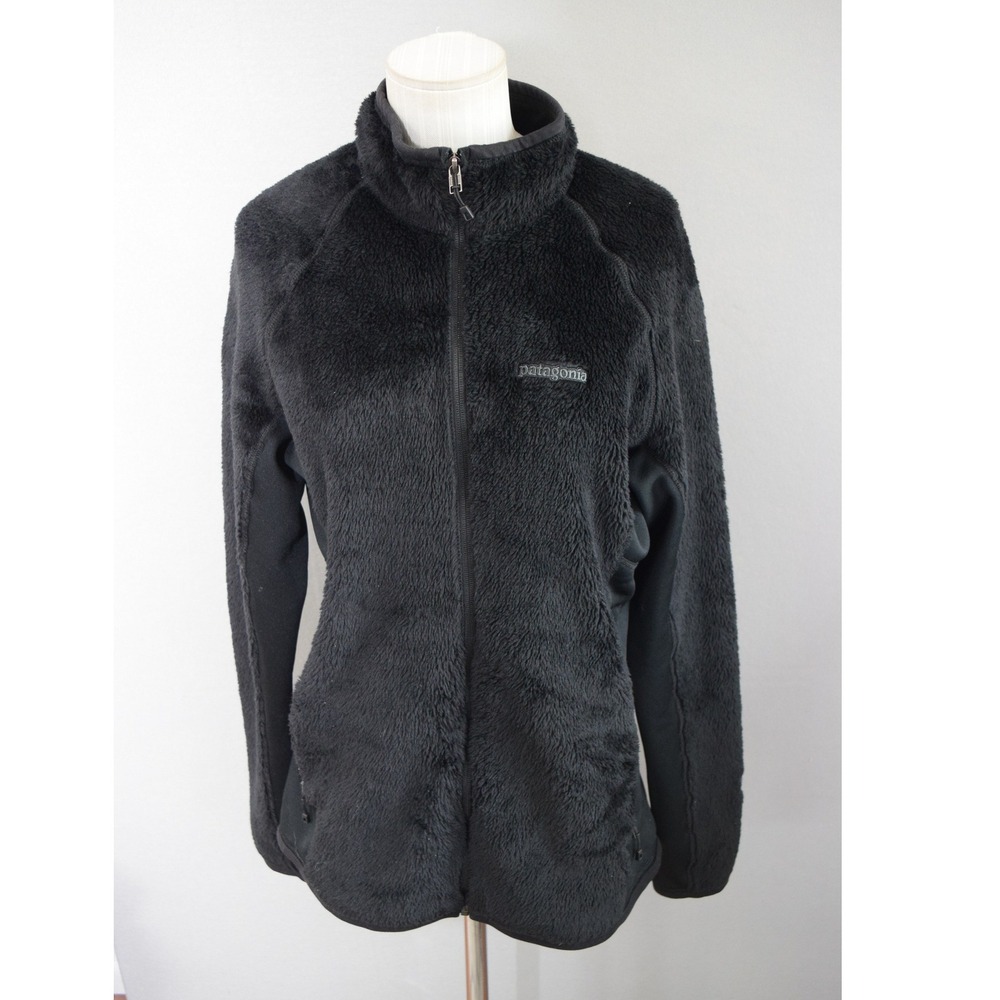 Patagonia R3 Hi-Loft Fleece Jacket XL Black Full Zip Polartec Womens 25705